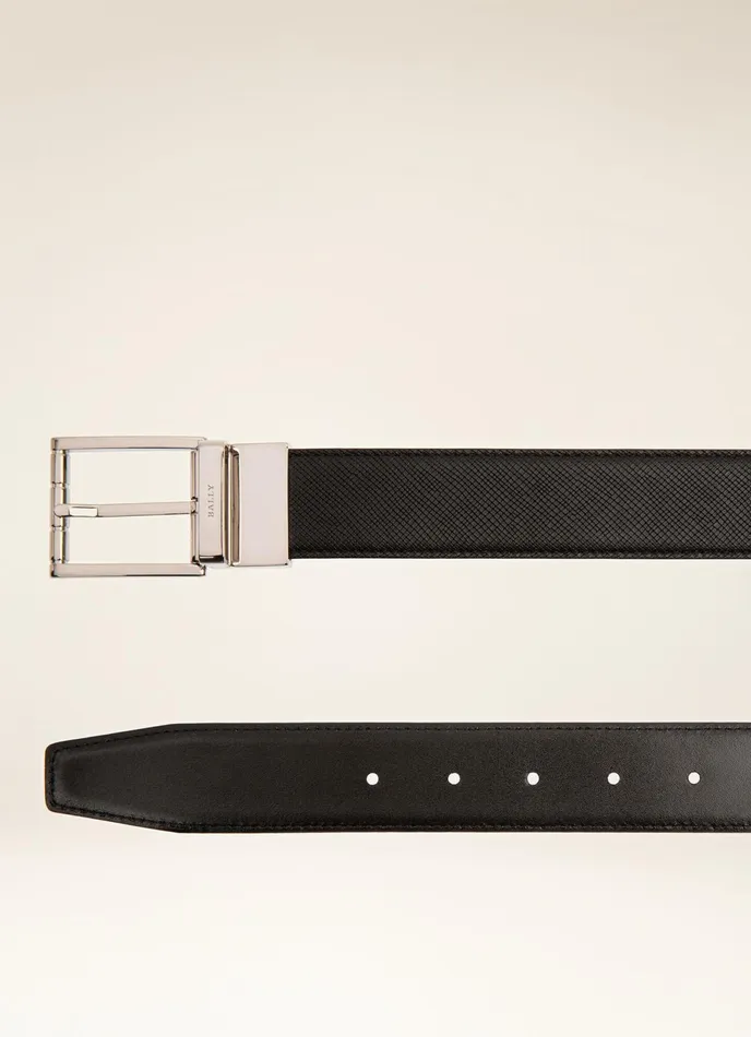 Men Bally Belts Astor 8211 Leather Adjustable and Reversible 35mm Belt In Black