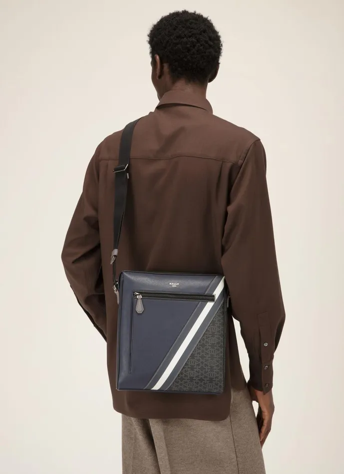 Men Bally Messenger Bags Mecoy 8211 Leather Crossbody Bag In Navy