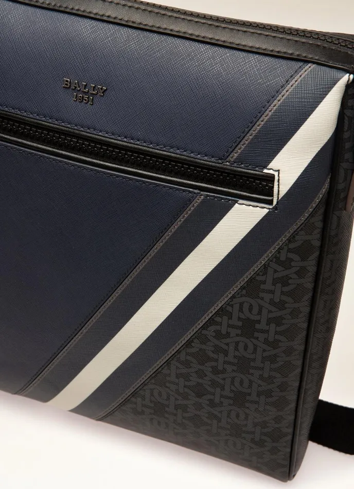 Men Bally Messenger Bags Mecoy 8211 Leather Crossbody Bag In Navy