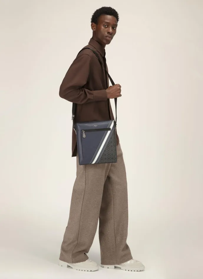 Men Bally Messenger Bags Mecoy 8211 Leather Crossbody Bag In Navy