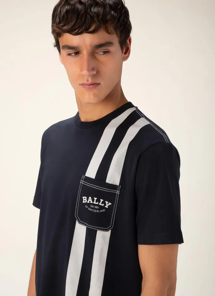 Men Bally Shirts And TShirts Bally Stripe TShirt 8211 Cotton Top In Black