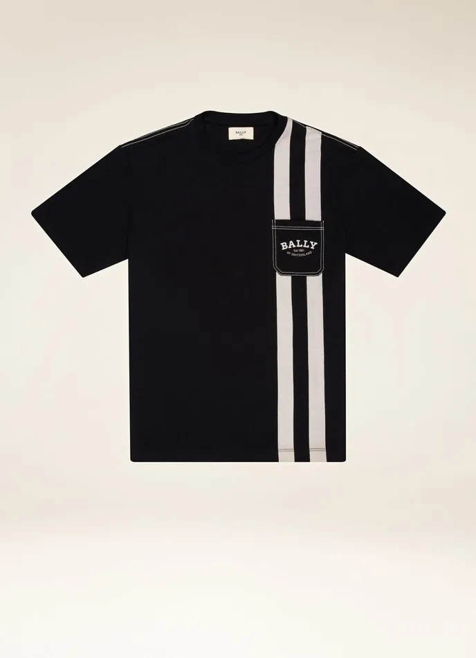 Men Bally Shirts And TShirts Bally Stripe TShirt 8211 Cotton Top In Black