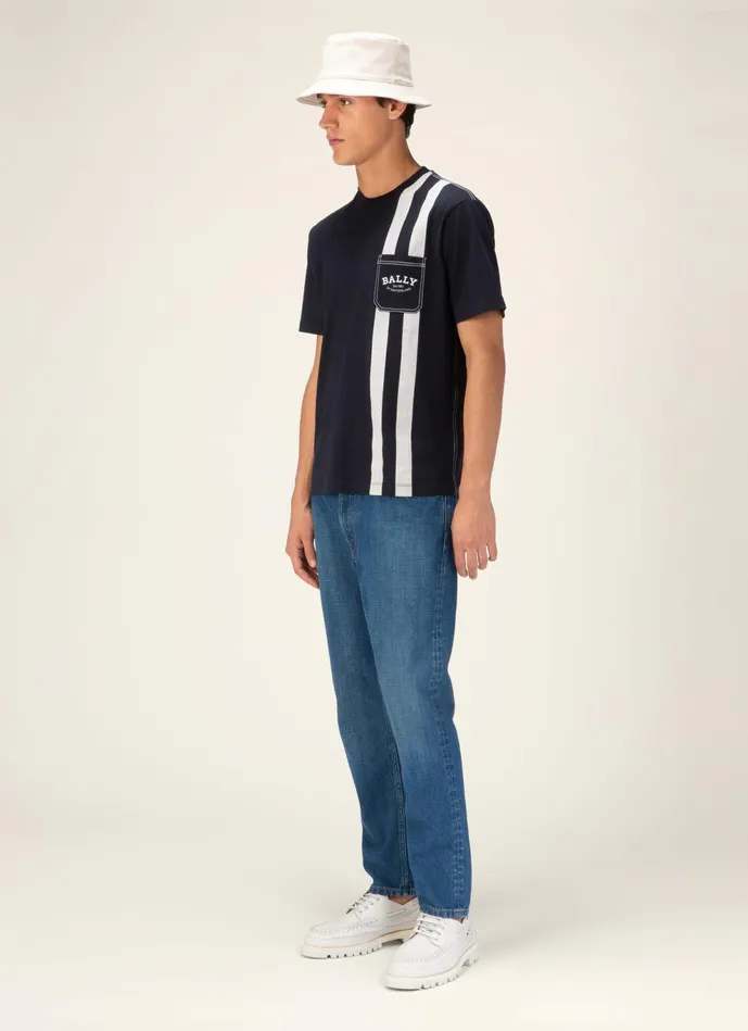 Men Bally Shirts And TShirts Bally Stripe TShirt 8211 Cotton Top In Black