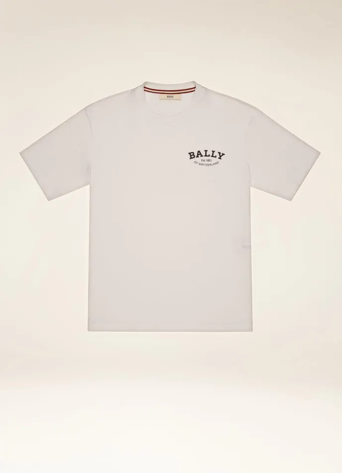 Men Bally Shirts And TShirts Logo TShirt 8211 Cotton Top In White