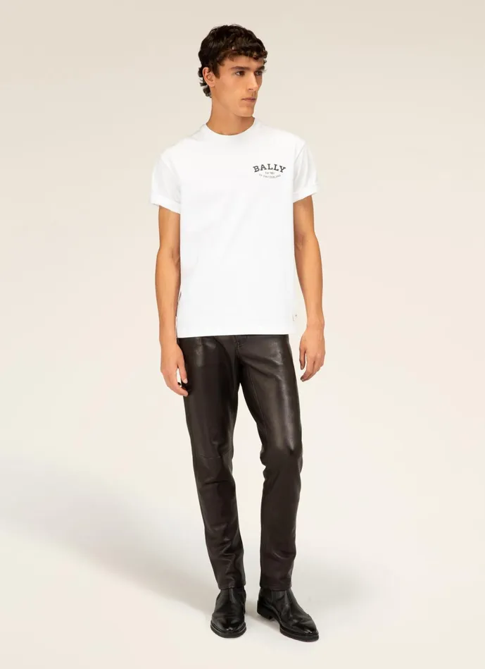 Men Bally Shirts And TShirts Logo TShirt 8211 Cotton Top In White