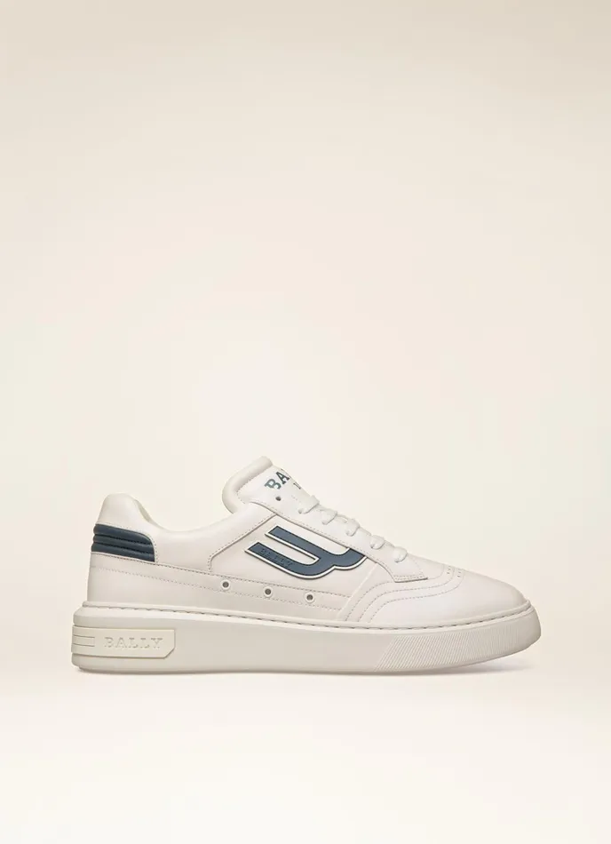 Men Bally Sneakers Triumph 8211 Leather Sneakers In White and Blue
