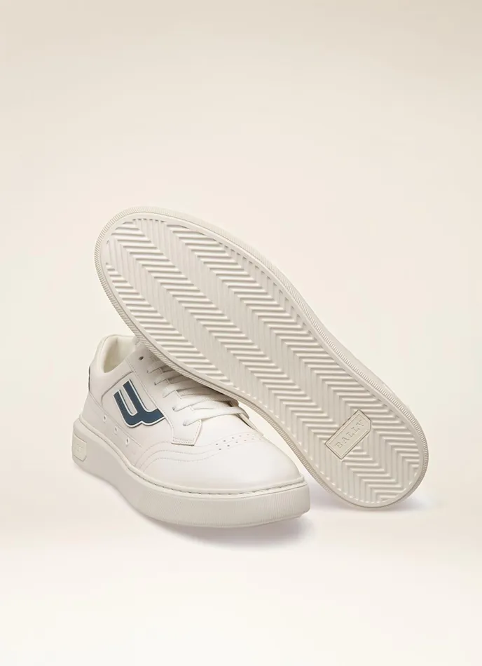 Men Bally Sneakers Triumph 8211 Leather Sneakers In White and Blue