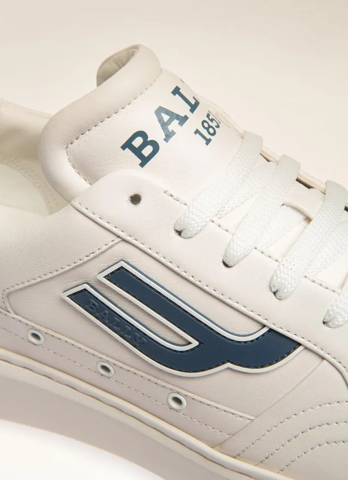 Men Bally Sneakers Triumph 8211 Leather Sneakers In White and Blue