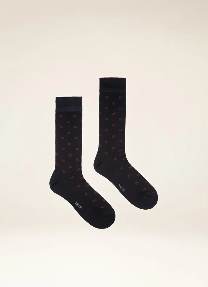 Men Bally Socks Polka Dot Socks 8211 Cotton Accessory In Navy and Red