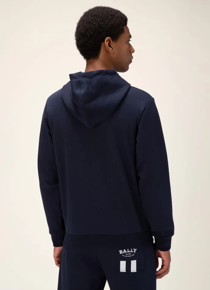 Men Bally Tracksuits Bally Stripe Hoodie 8211 Cotton Sweatshirt In Black