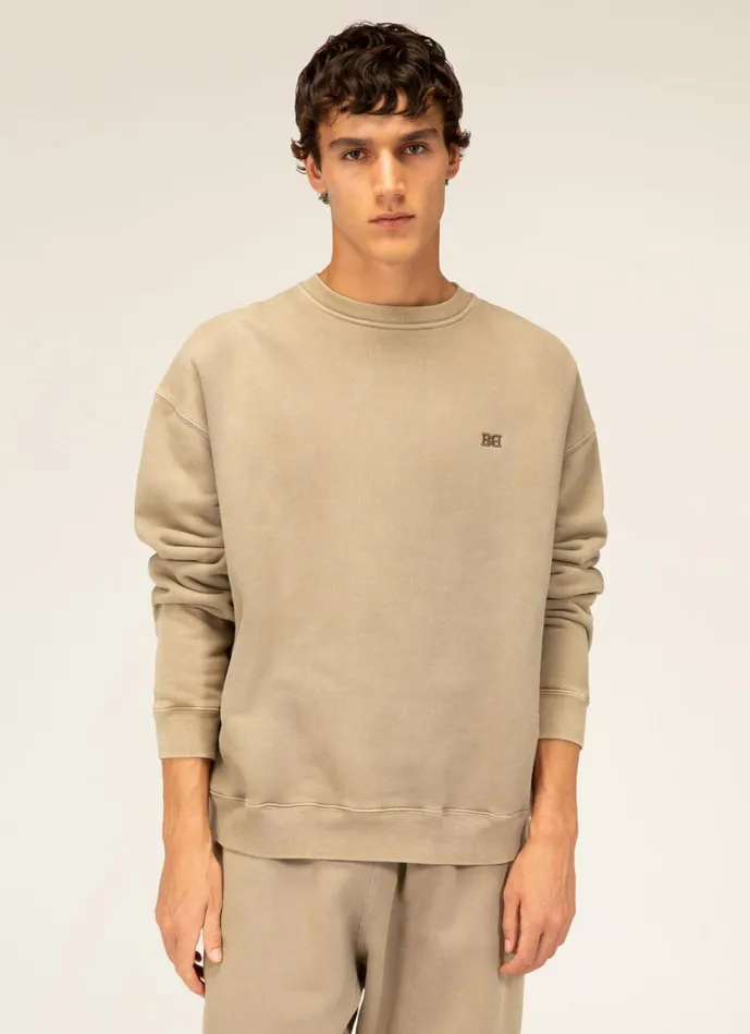 Men Bally Tracksuits PlantDyed Crew Neck 8211 Cotton Top In NaturalDye Brown