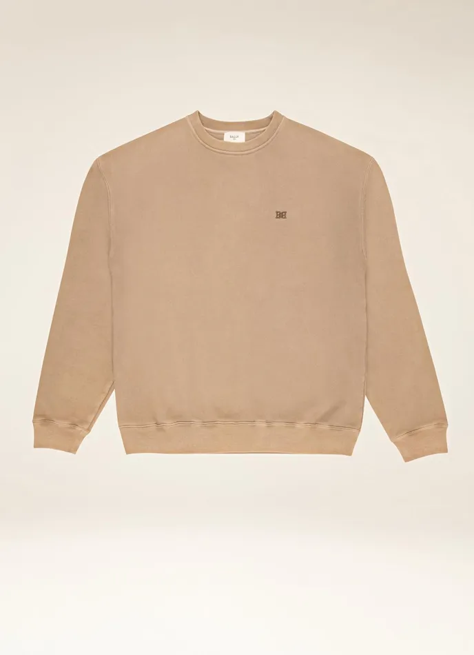 Men Bally Tracksuits PlantDyed Crew Neck 8211 Cotton Top In NaturalDye Brown