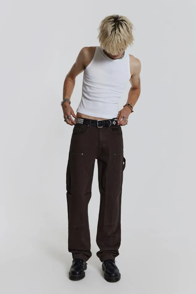 Men Brown Carpenter Jeans In Relaxed Fit Jaded London Baggy Jeans Men Brown Carpenter Jeans In Relaxed Fit Jaded London Baggy Jeans
