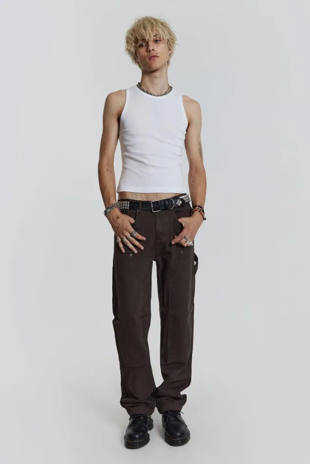 Men Brown Carpenter Jeans In Relaxed Fit Jaded London Baggy Jeans Men Brown Carpenter Jeans In Relaxed Fit Jaded London Baggy Jeans