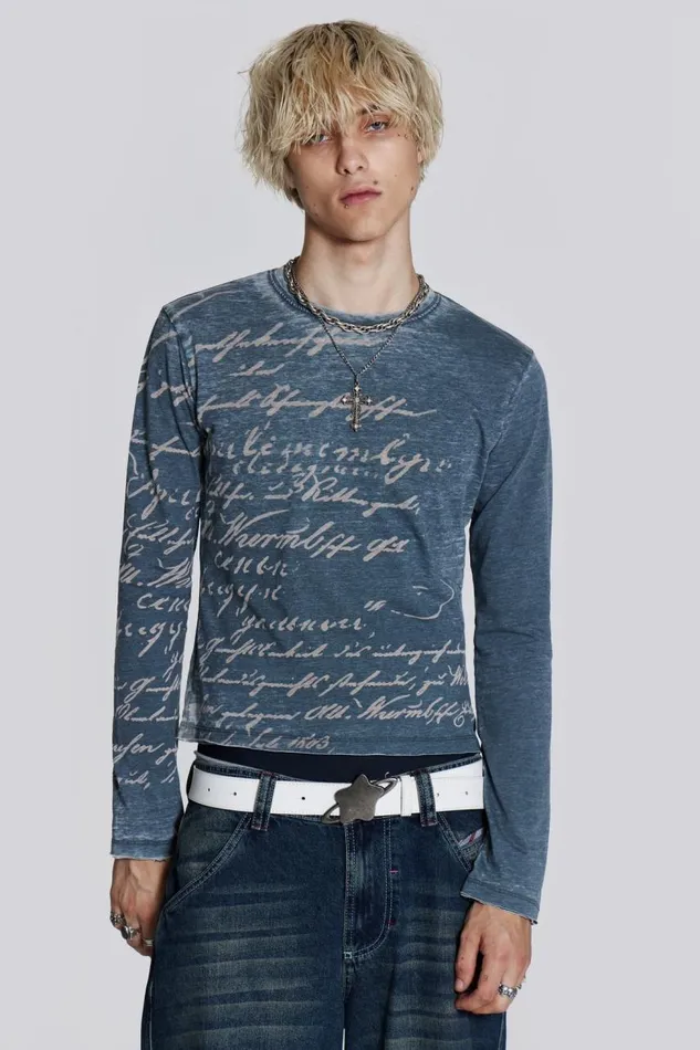 Men Burnout Long Sleeve Tee Jaded London TShirts and Vests