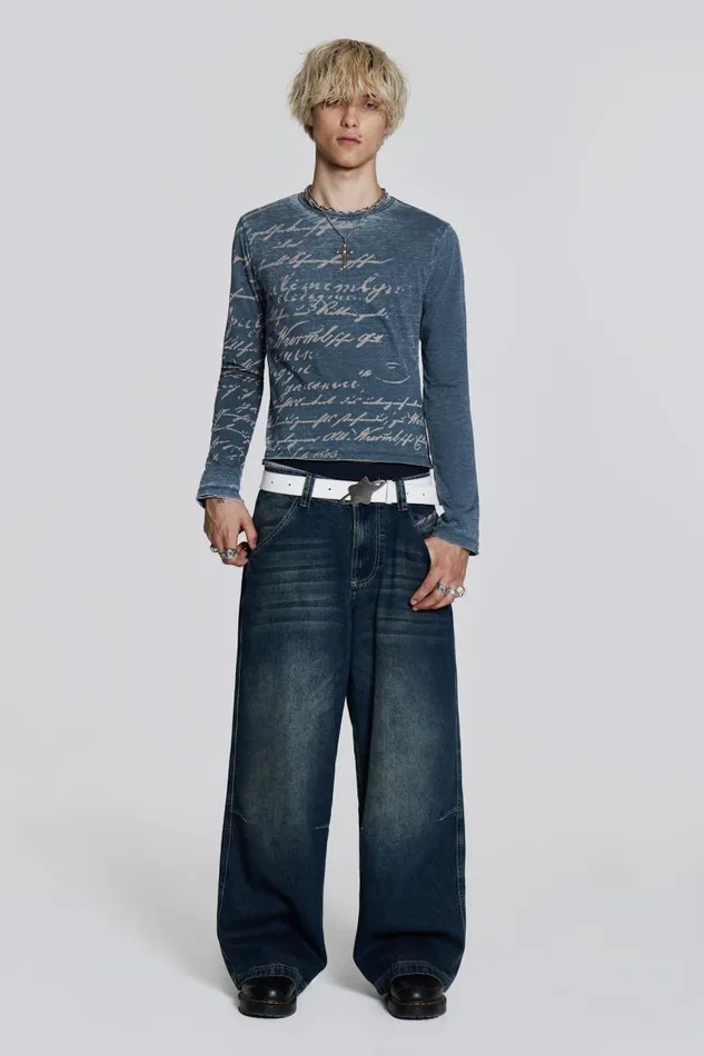 Men Burnout Long Sleeve Tee Jaded London TShirts and Vests