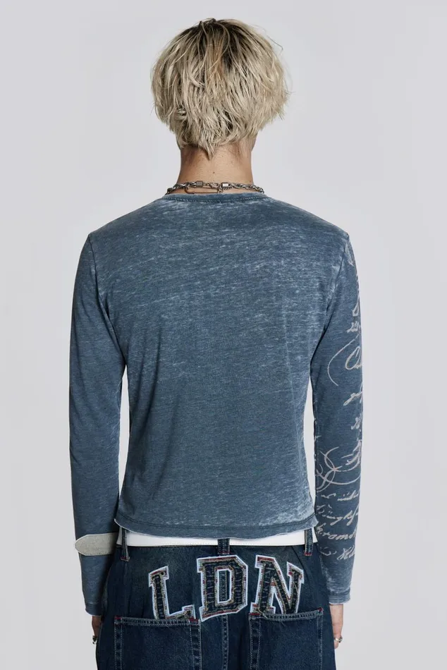 Men Burnout Long Sleeve Tee Jaded London TShirts and Vests