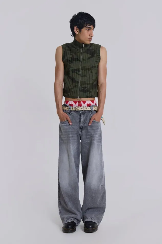 Men Camo Polar Knit Vest Jaded London TShirts and Vests