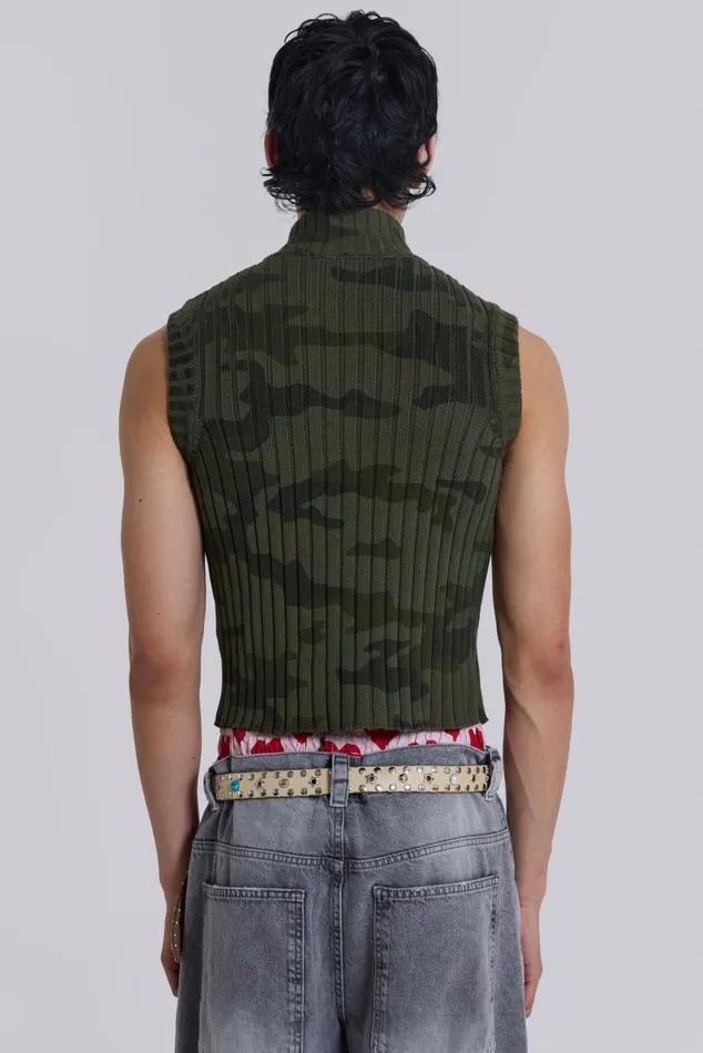 Men Camo Polar Knit Vest Jaded London TShirts and Vests