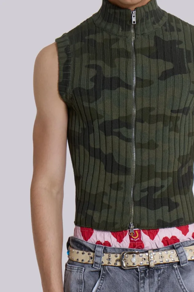 Men Camo Polar Knit Vest Jaded London TShirts and Vests