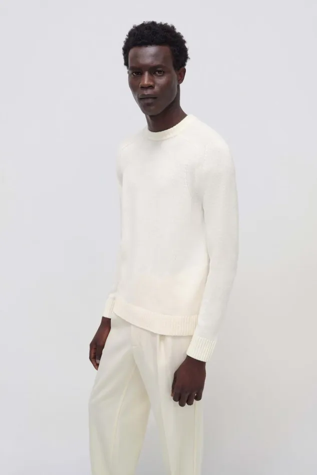 Men Carlton Sweater Ivory Jonathan Simkhai Knitwear