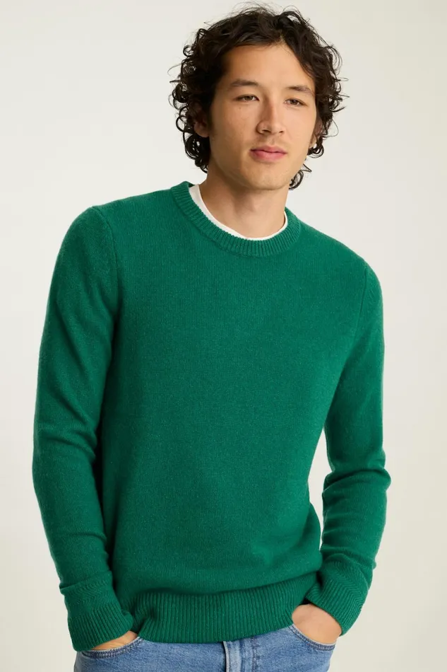 Men Cashmere Crew Neck Sweater Blue Green Bonobos Crew and VNeck Sweaters