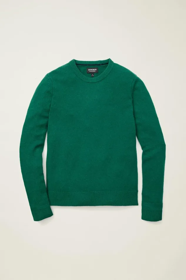 Men Cashmere Crew Neck Sweater Blue Green Bonobos Crew and VNeck Sweaters