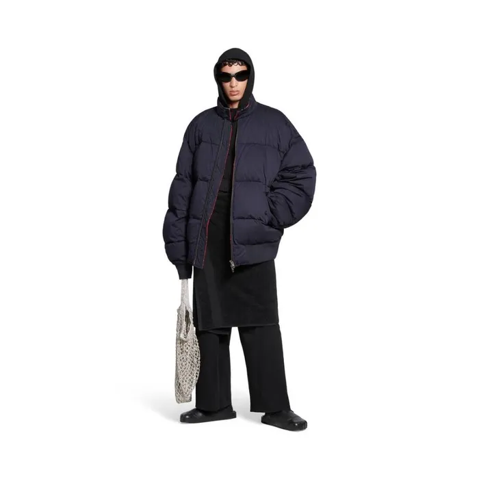 Men Coats and Jackets Balenciaga Cutup Harrington Jacket In Dark Blue