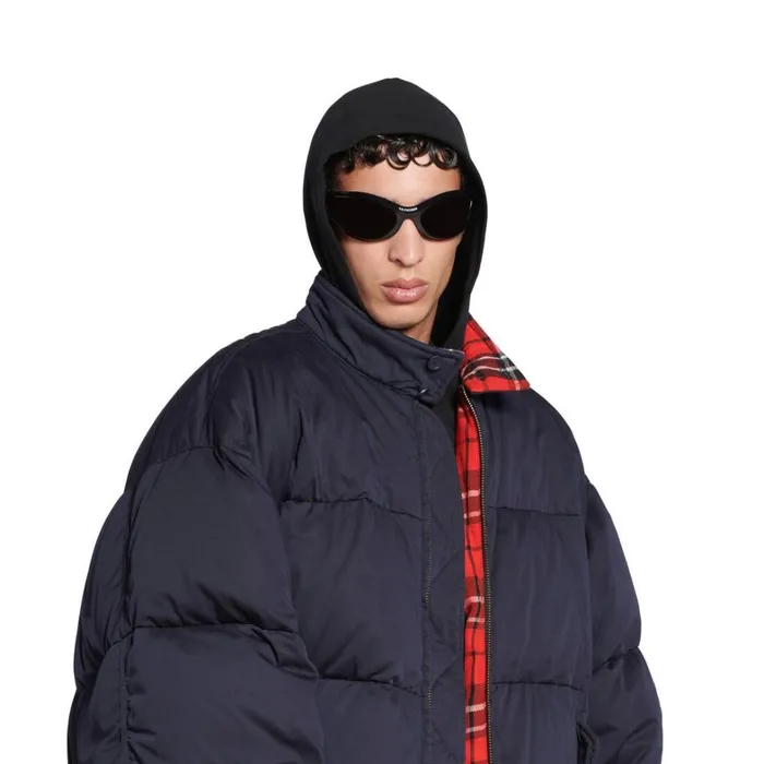 Men Coats and Jackets Balenciaga Cutup Harrington Jacket In Dark Blue