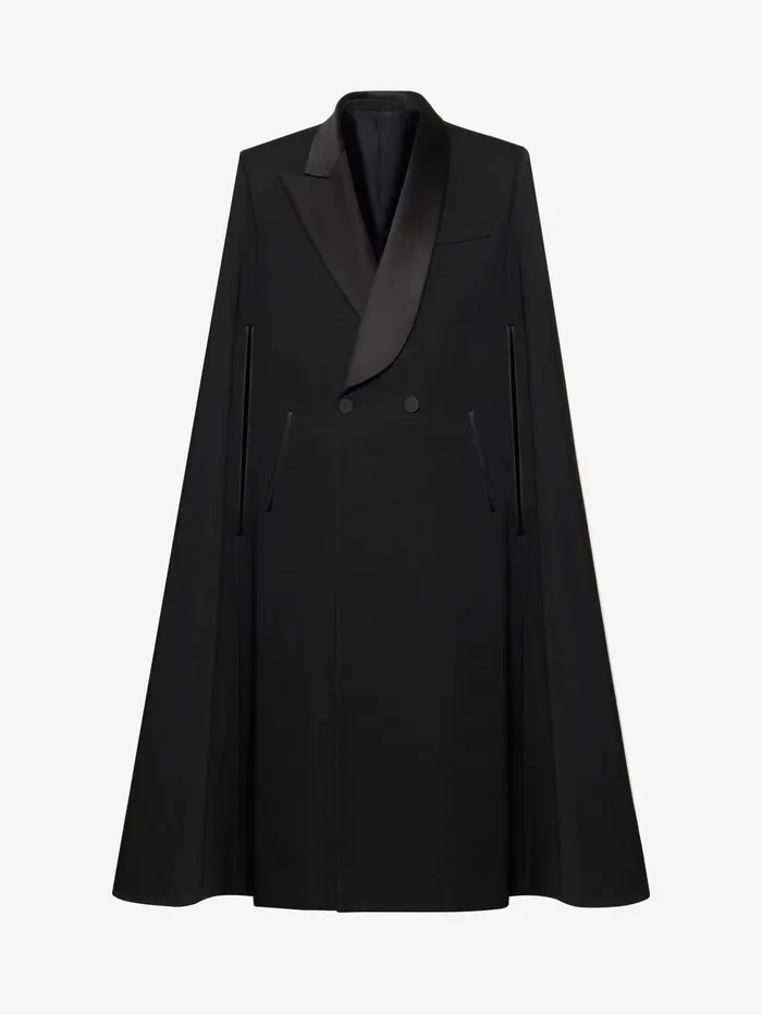 Men Coats And Outerwear Alexander McQueen Tailored Cape Coat Black