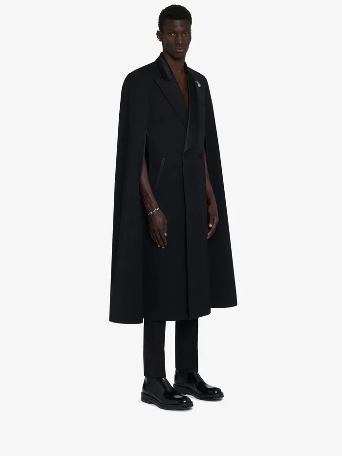 Men Coats And Outerwear Alexander McQueen Tailored Cape Coat Black
