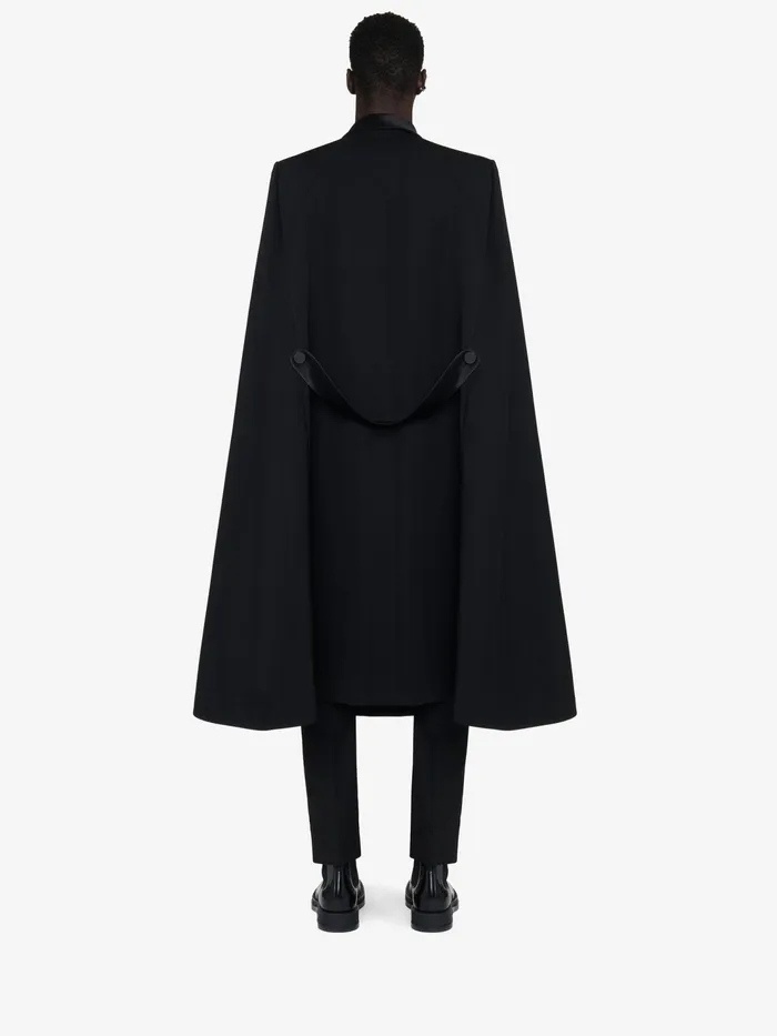 Men Coats And Outerwear Alexander McQueen Tailored Cape Coat Black