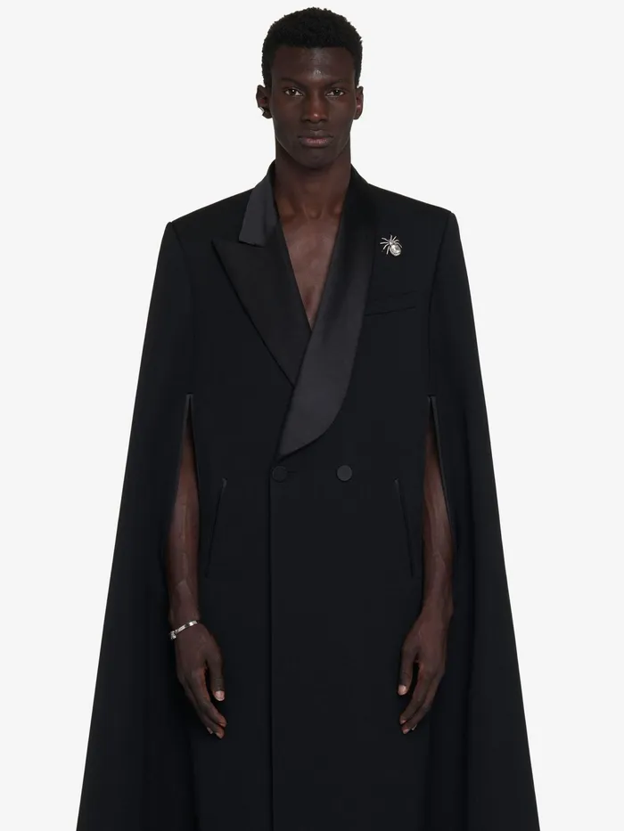 Men Coats And Outerwear Alexander McQueen Tailored Cape Coat Black