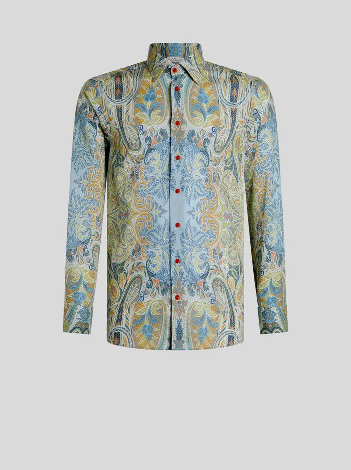 Men Cotton Shirt With Paisely Print Etro Shirts