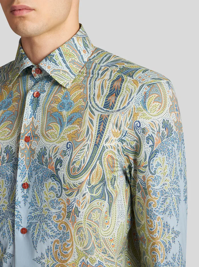 Men Cotton Shirt With Paisely Print Etro Shirts