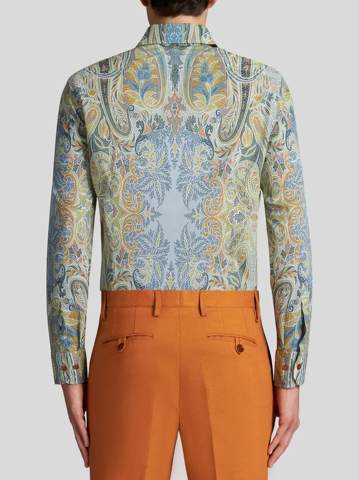 Men Cotton Shirt With Paisely Print Etro Shirts