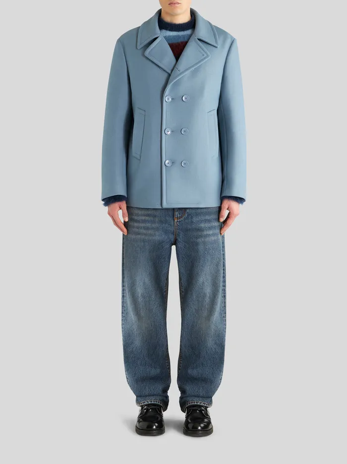 Men DoubleBreasted Wool Fabric Jacket Etro Coats And Outerwear