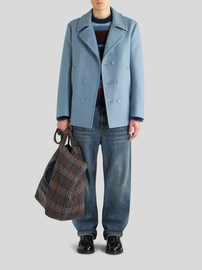 Men DoubleBreasted Wool Fabric Jacket Etro Coats And Outerwear