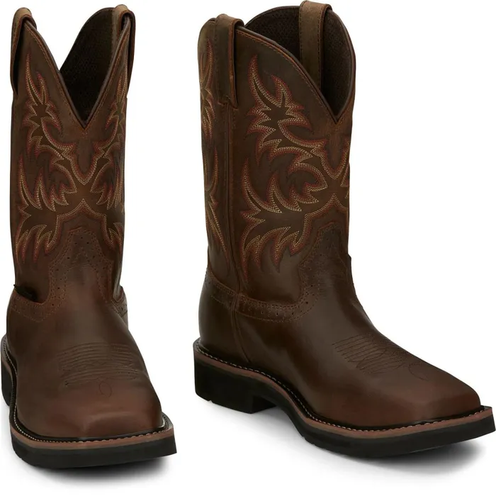MEN Driller 11034 Waterproof Steel Toe Brown Justin Boots Work