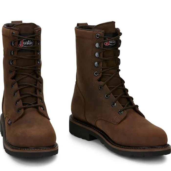 MEN Drywall 8034 Waterproof Steel Toe Brown Justin Boots Work