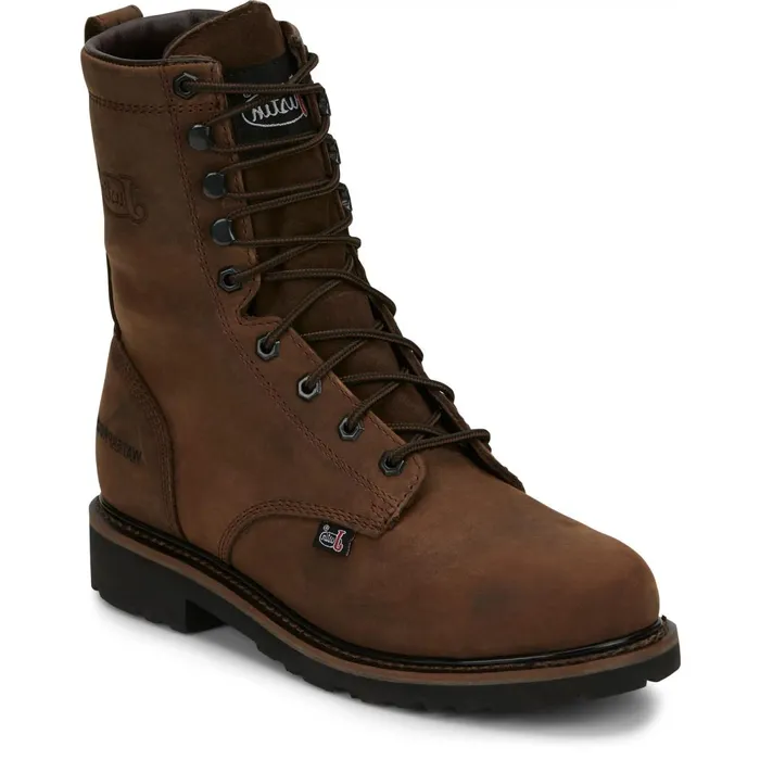 MEN Drywall 8034 Waterproof Steel Toe Brown Justin Boots Work