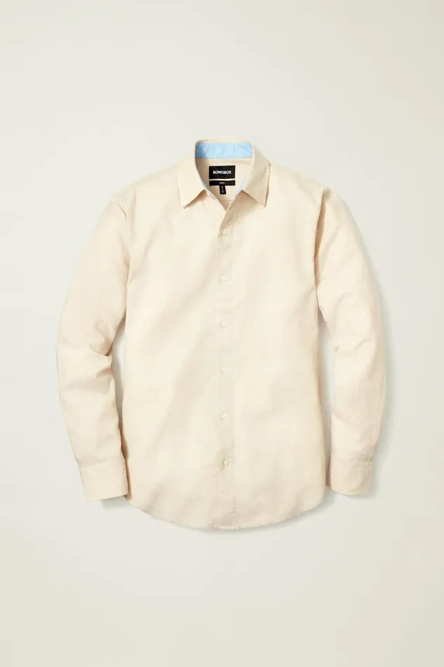 Men Easy Linen Shirt Khaki Bonobos Casual Shirts