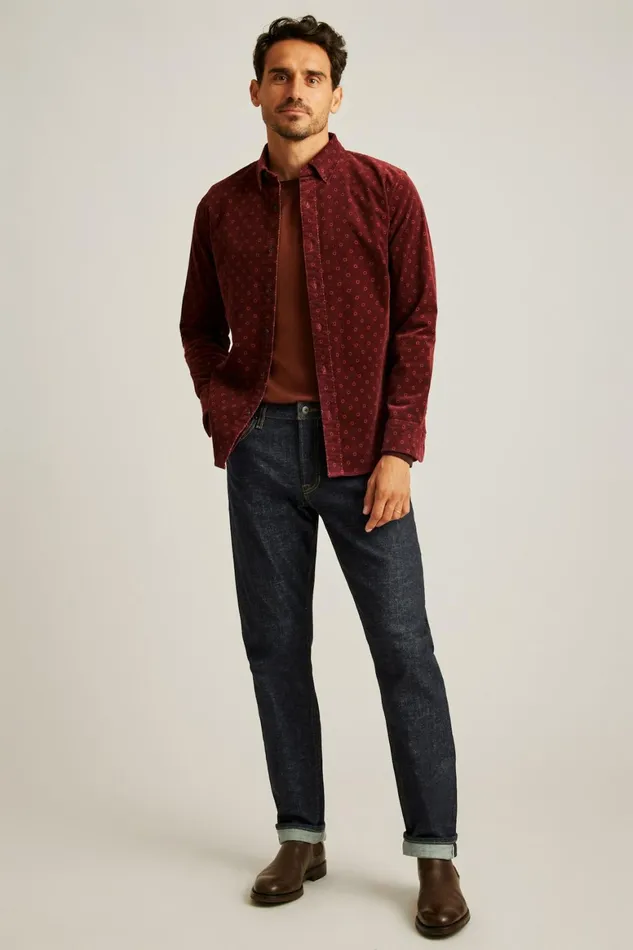 Men Everyday Corduroy Shirt Burgundy Big Sky Geo Bonobos Casual Shirts