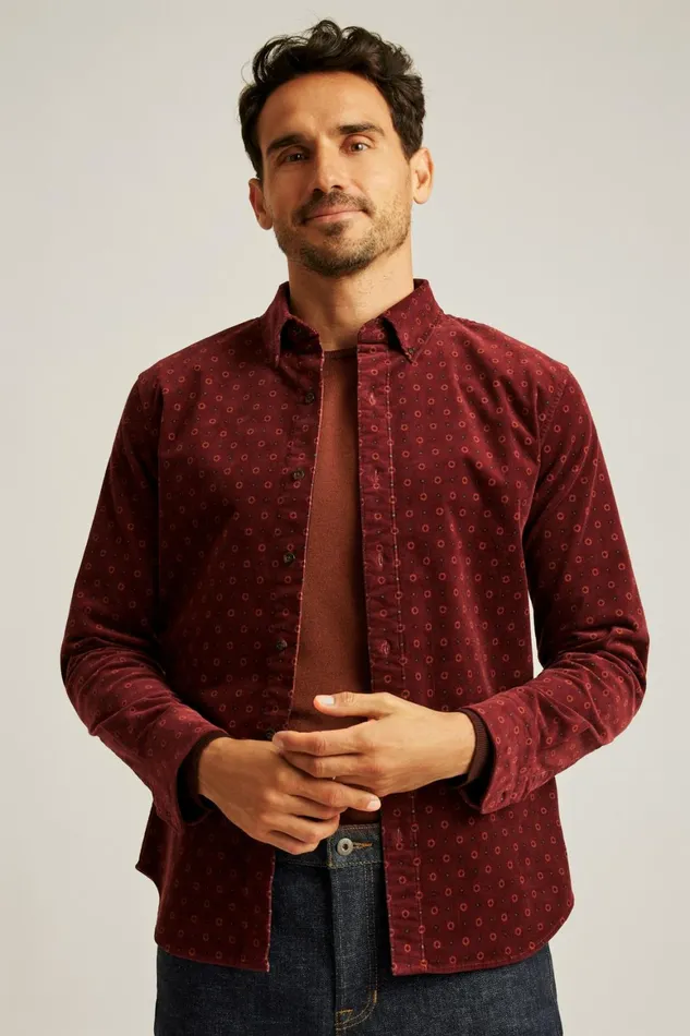 Men Everyday Corduroy Shirt Burgundy Big Sky Geo Bonobos Casual Shirts