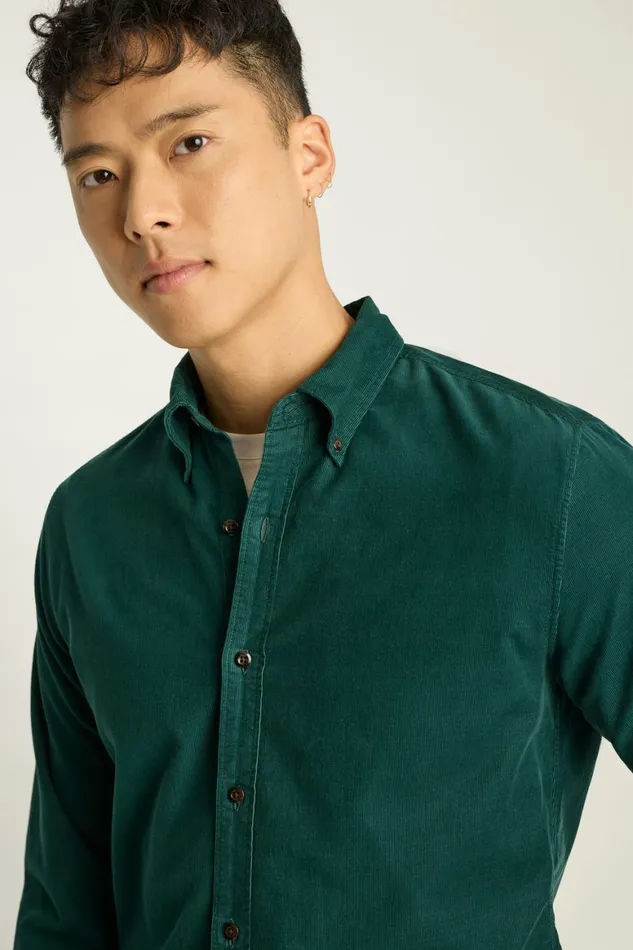 Men Everyday Corduroy Shirt Emerald Green Bonobos Casual Shirts