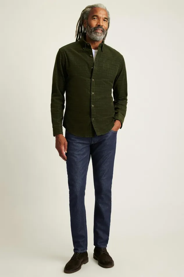 Men Everyday Corduroy Shirt Green Charcoal Plaid Bonobos Casual Shirts