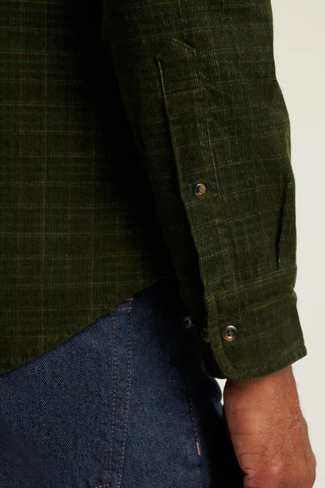 Men Everyday Corduroy Shirt Green Charcoal Plaid Bonobos Casual Shirts
