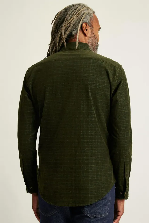 Men Everyday Corduroy Shirt Green Charcoal Plaid Bonobos Casual Shirts