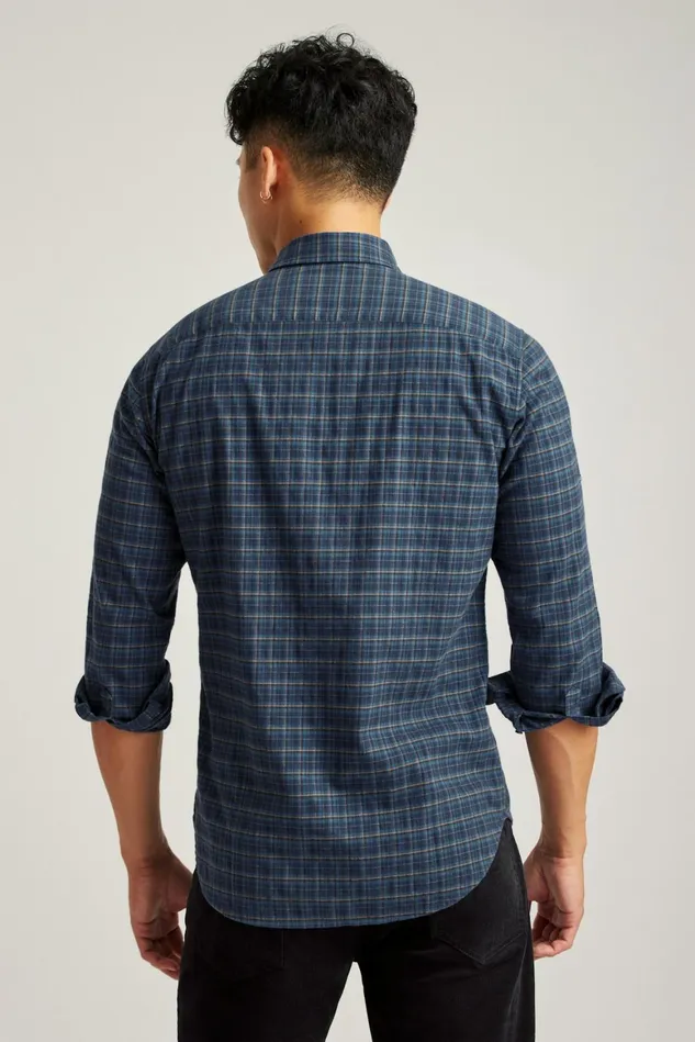 Men Everyday Lightweight Flannel Shirt Blue Gladstone Plaid Bonobos Casual Shirts