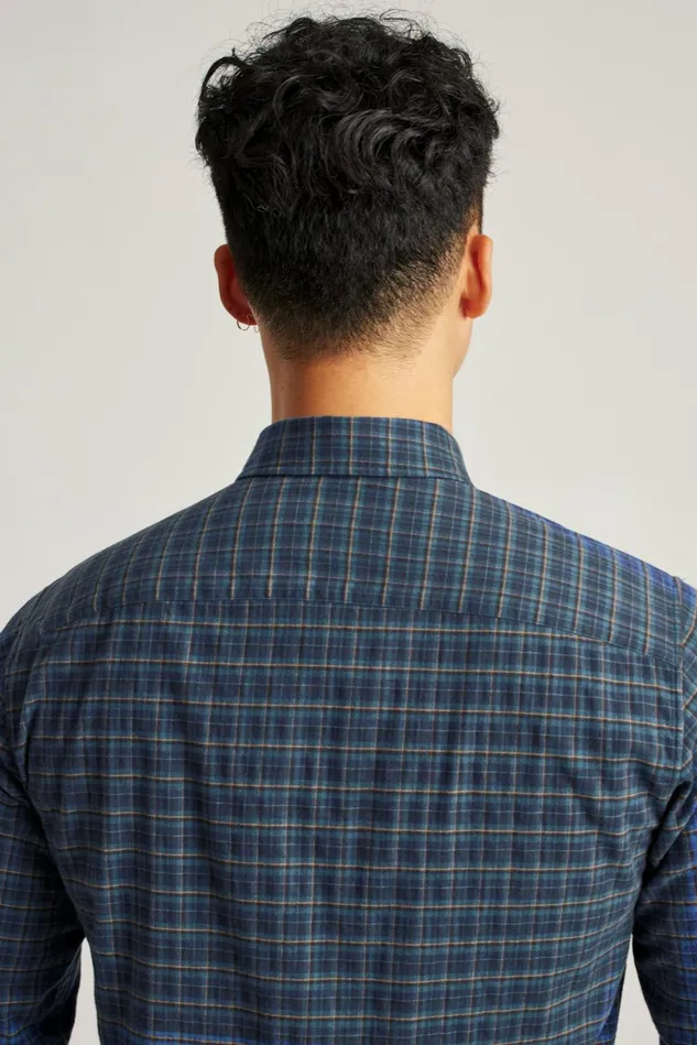 Men Everyday Lightweight Flannel Shirt Blue Gladstone Plaid Bonobos Casual Shirts